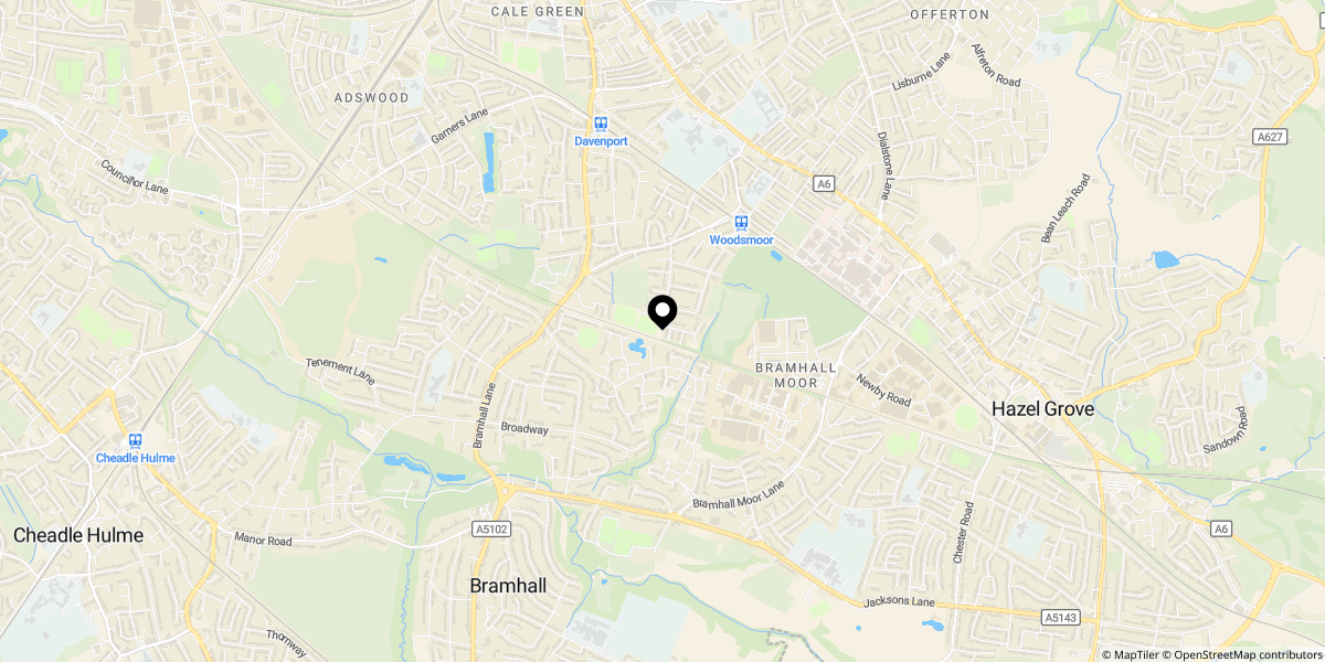 Approximate location of Cromley Road, Woodsmoor