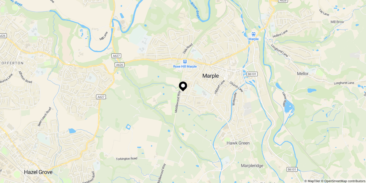 Approximate location of Eastwood Drive, Marple
