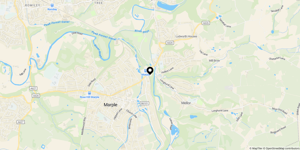 Approximate location of Town Street, Marple Bridge