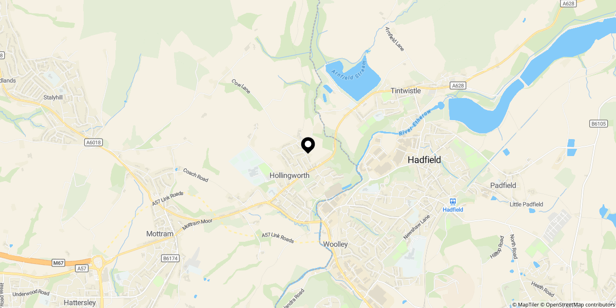 Approximate location of Moorfield Terrace, Hollingworth, Hyde, SK14 8JE