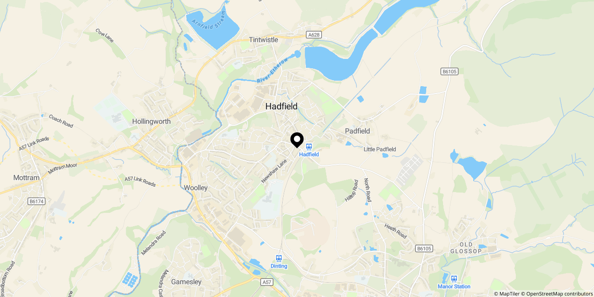Approximate location of Stanyforth Street, Hadfield, Glossop, SK13 2DG