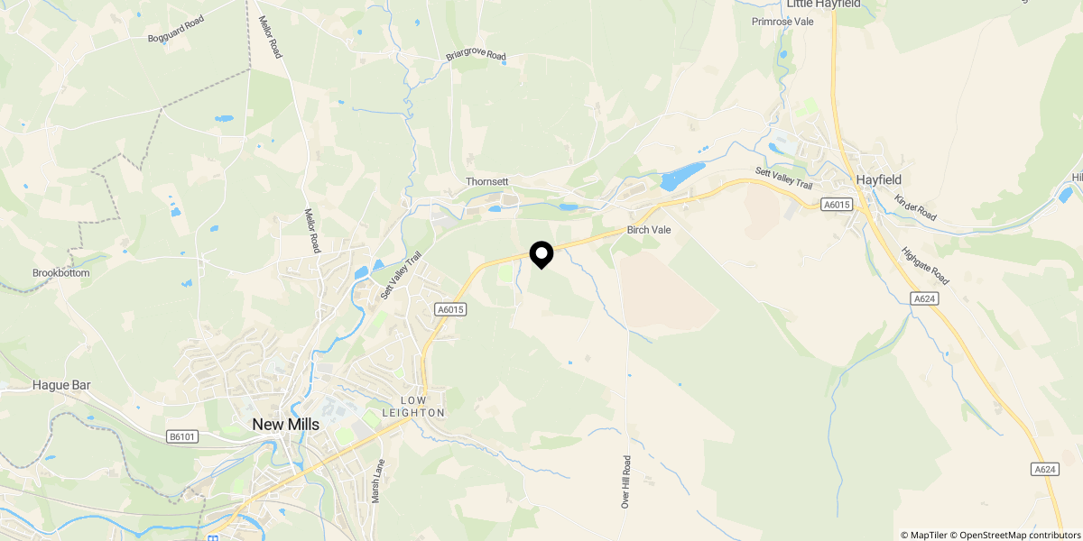 Approximate location of Hayfield Road, Birch Vale, High Peak, SK22 1DF