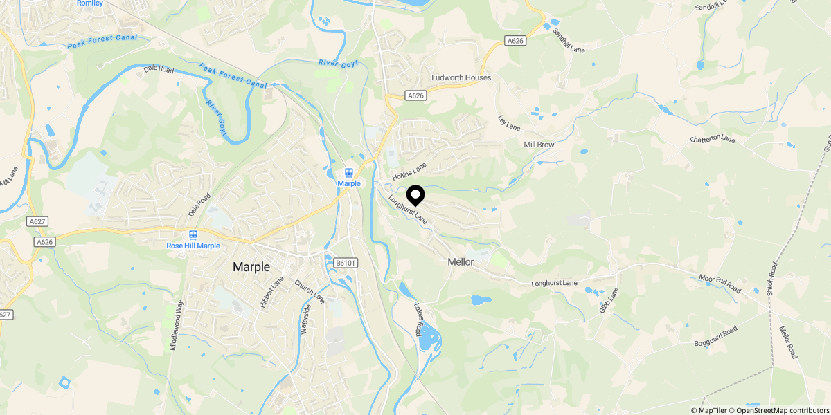 Approximate location of Clement Road, Marple Bridge